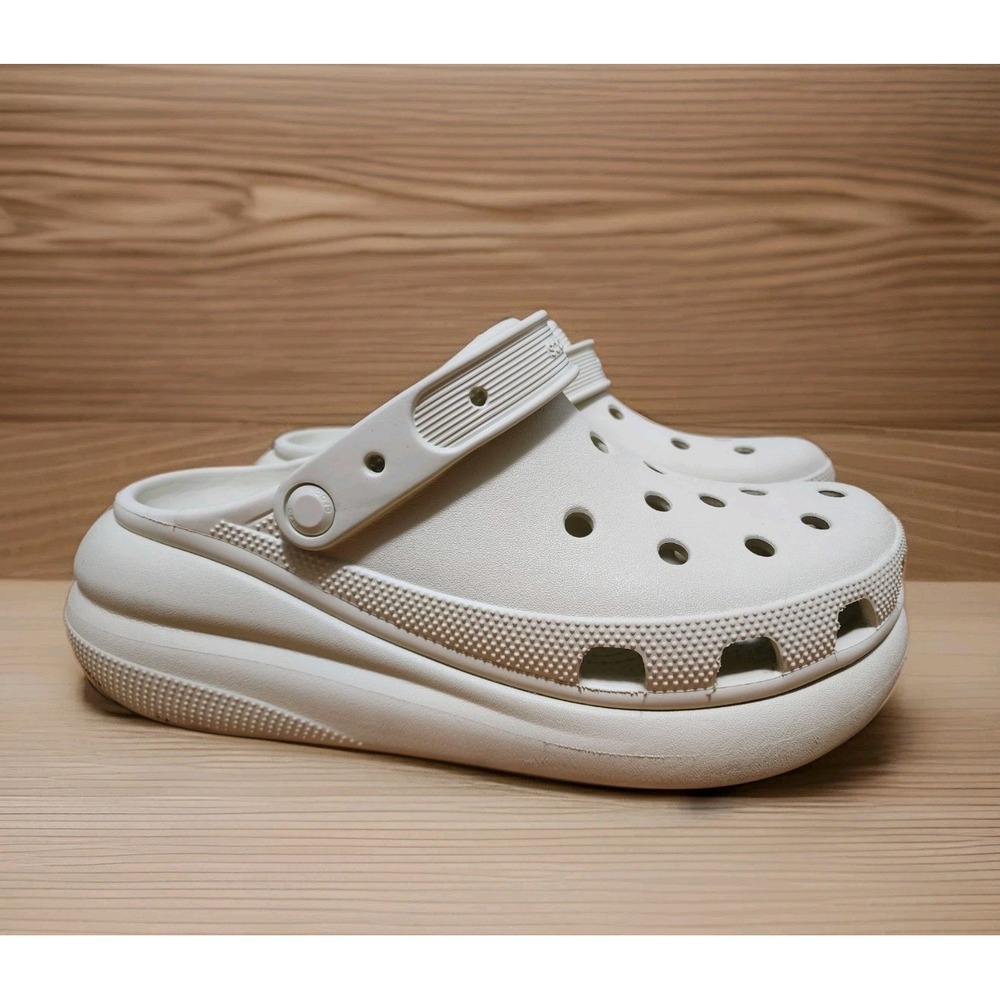 Crocs Classic Crush 207521 US Men 10 Women 12 Clogs Beige Rubber Platform Shoes